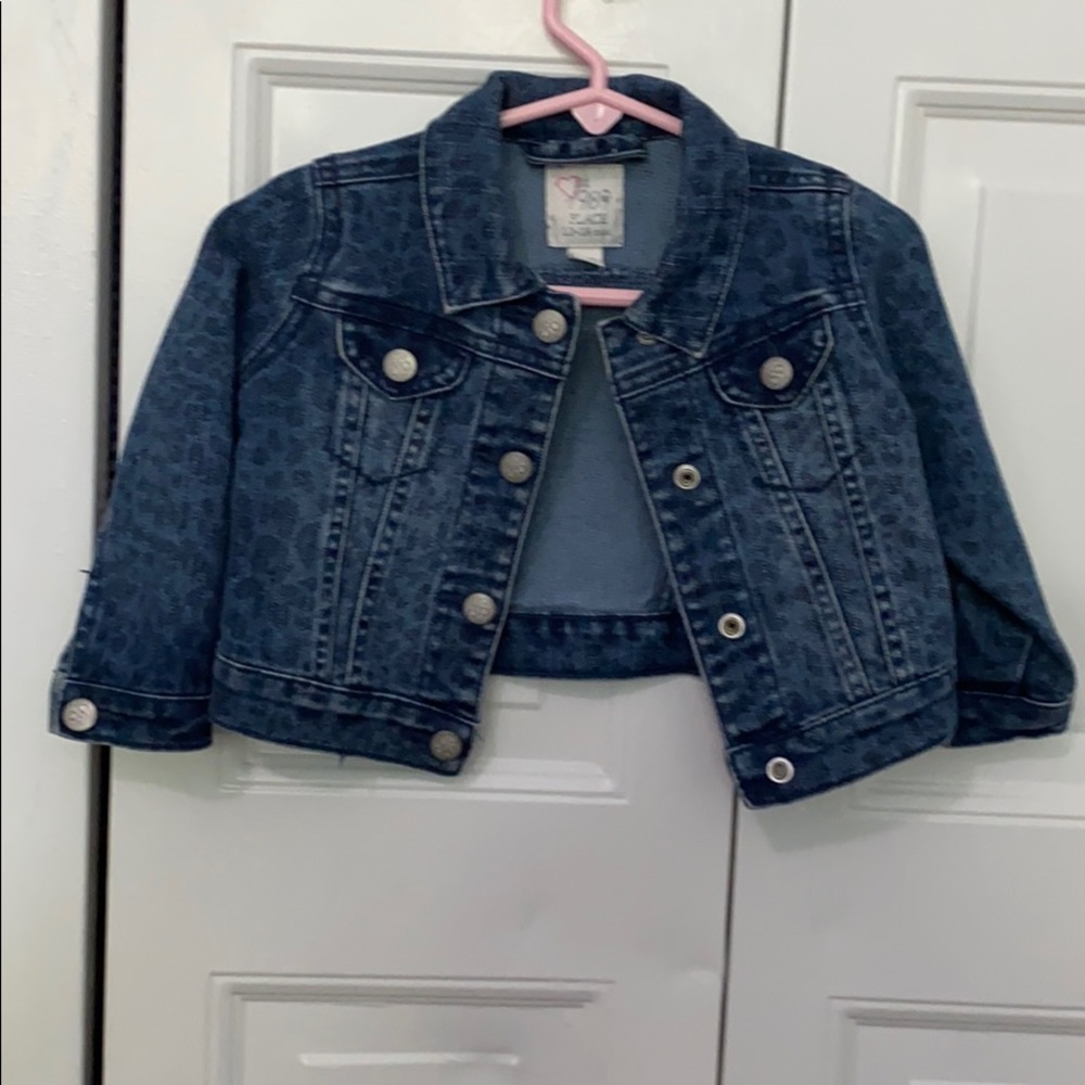 Denim jacket with light cheetah print